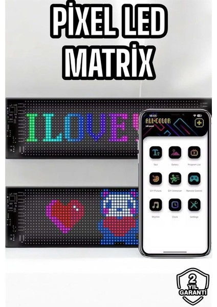 Depomix Otomobil Uyumlu LED Matrix Dijital Ekran Bluetooth Bağlantılı fiyatları