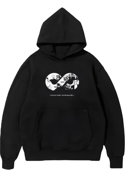 10 Kasıma Özel Üç Iplik Kapşonlu Baskılı Sweatshirt - Siyah fiyatları