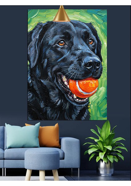 Toplu Siyah Labrador Dekoratif Kanvas - Mdf Ahşap Tablo