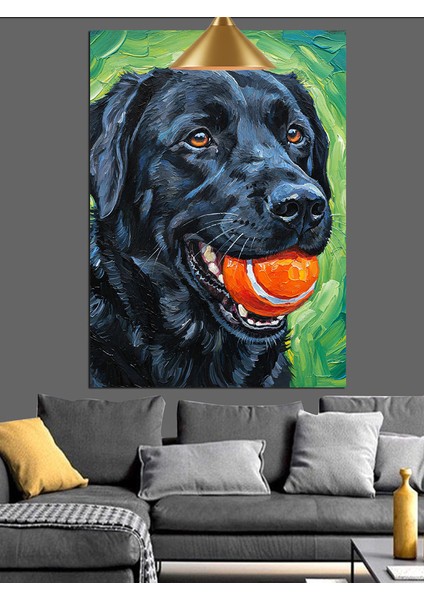 Toplu Siyah Labrador Dekoratif Kanvas - Mdf Ahşap Tablo modelleri