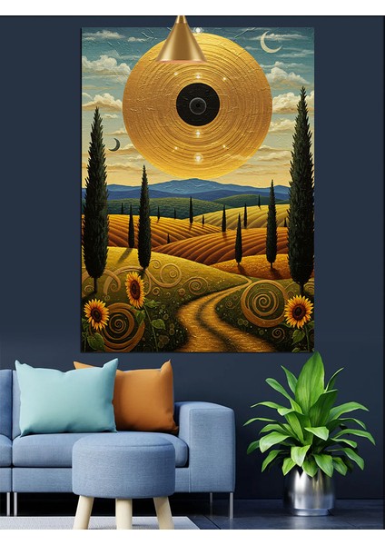 Altın Güneş Tarlası Dekoratif Kanvas - Mdf Ahşap Tablo fırsatları