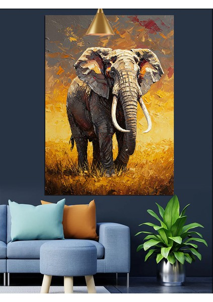 Savanada Yürüyen Fil Dekoratif Kanvas - Mdf Ahşap Tablo indirimleri