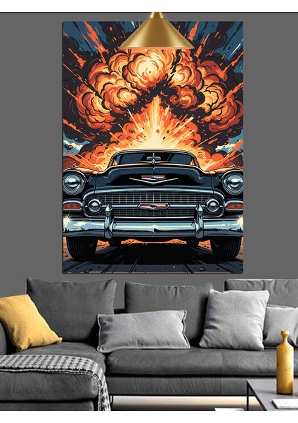 Patlayan Araba Motoru Dekoratif Kanvas - Mdf Ahşap Tablo fırsatları