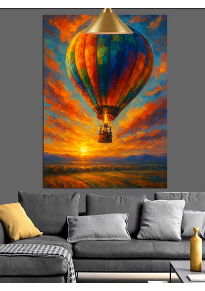 Renkli Uçan Balon Dekoratif Kanvas - Mdf Ahşap Tablo