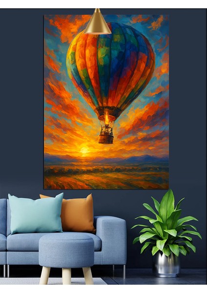 Renkli Uçan Balon Dekoratif Kanvas - Mdf Ahşap Tablo fırsatları