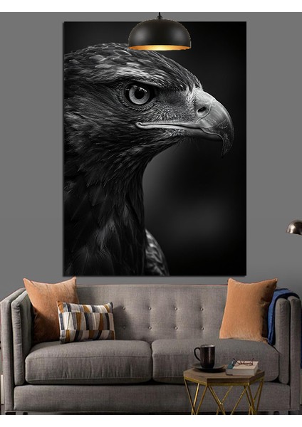 Siyah Beyaz Kartal Dekoratif Kanvas - Mdf Ahşap Tablo