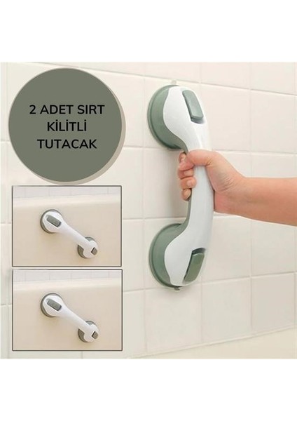Buffer® Düşme ve Kayma Önleyici Banyo Tuvalet Vantuzlu Kilitli Tutacak