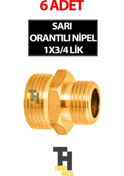 Sarı Orantılı Nipel 1x3/4 6 Adet fiyatları