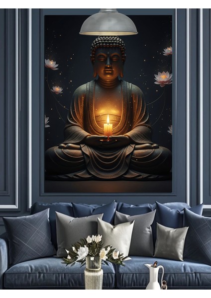 Işık Tutan Buda Dekoratif Kanvas - Mdf Ahşap Tablo modelleri