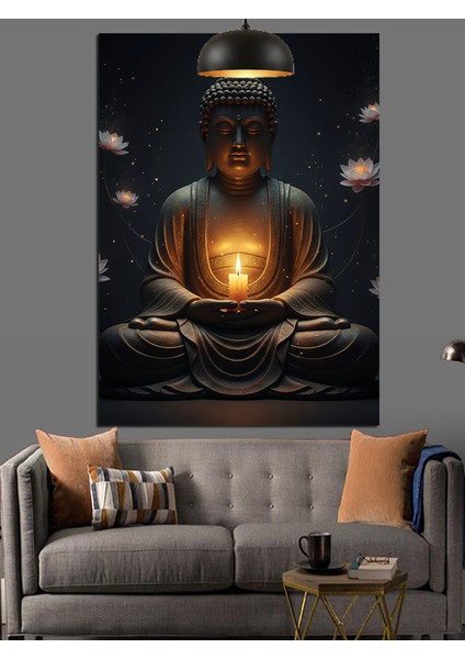 Işık Tutan Buda Dekoratif Kanvas - Mdf Ahşap Tablo fırsatları