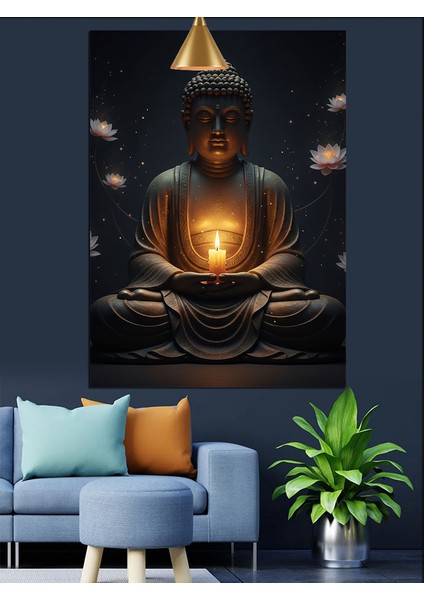 Işık Tutan Buda Dekoratif Kanvas - Mdf Ahşap Tablo indirimleri