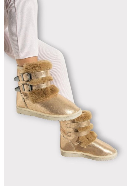 Içi Kürklü Çift Kemerli Kadın Bot Bronz fiyatları