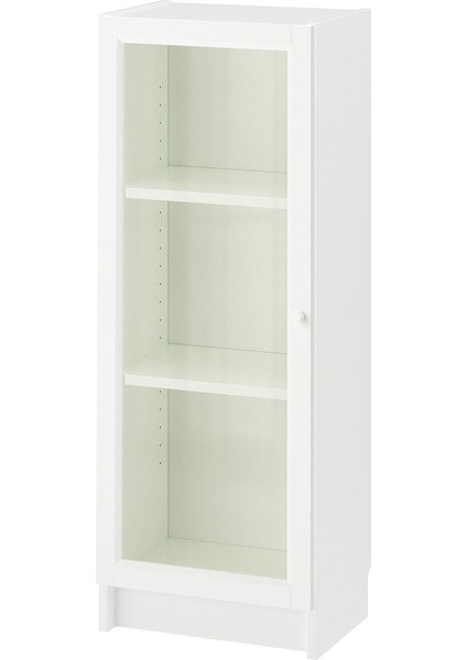 Cam Kapaklı Kitaplık, Beyaz, 40X30X106 cm