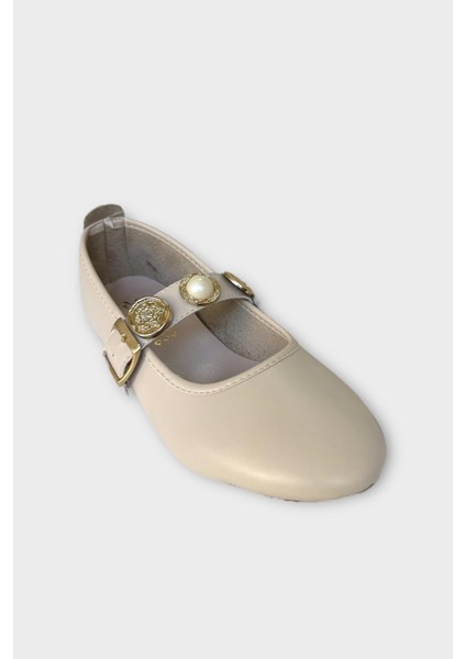 Kadın Inci ve Mühür Aksesuar Bantlı Babet Krem fiyatları