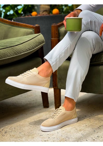 KB-101 Kuback Bej Triko Bağcıklı Günlük Erkek Ayakkabı