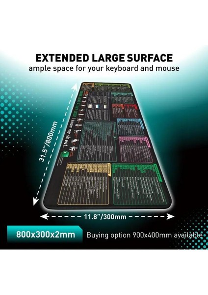 Klavye Kısayollu Masa Matı Mouse Pad 300X600X2MM (Yurt Dışından) fırsatları