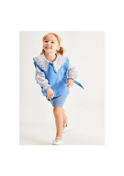 Kız Triko Süveter 3 'lü Kot Etek Takım