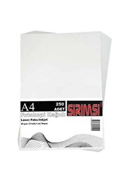 A4 Beyaz Fotokopi Kağıdı 80 gr 250 Adet Lazer ve Mürekkep Püskürtmeli Yazıcı Uyumlu indirimleri
