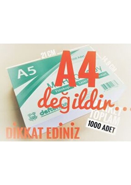 A5 Beyaz Fotokopi Kağıdı 80 gr 1000 Adet Lazer ve Mürekkep Püskürtmeli Yazıcı Uyumlu fırsatları