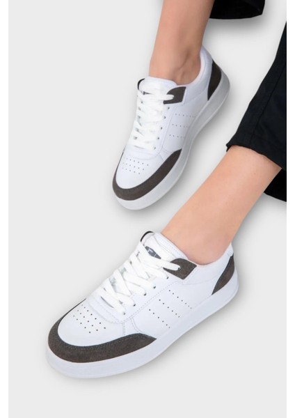 Unisex Düz Hafif Taban Günlük Sneaker Ayakkabı BEYAZ - FÜME