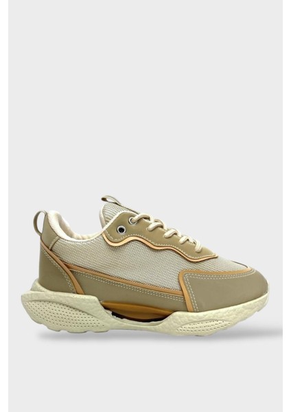Yüksek Taban Kadın Spor Ayakkabı Sneaker Bej10