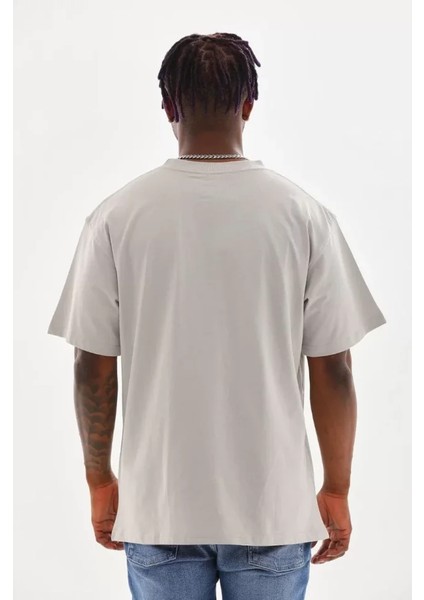 Unisex Baskılı Oversize T-Shirt - Gri fiyatları