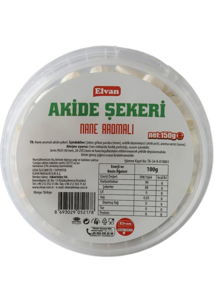 Nane Aromalı Akide Şekeri 150 Gr. (1 Kutu) fiyatları