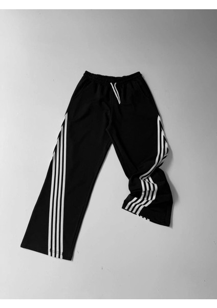 Iki Iplik Kumaş Şeritli Alt Esofman - Siyah fırsatları