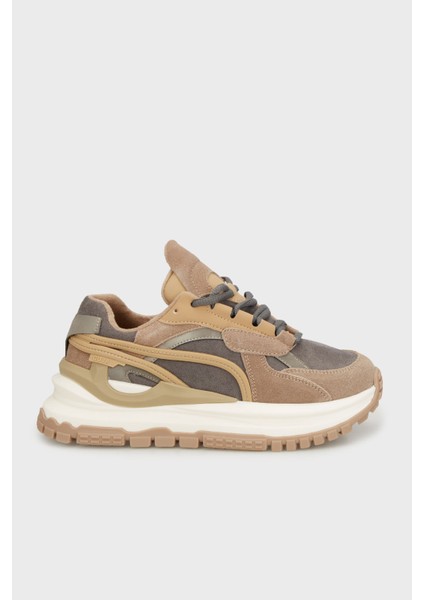 Deri Kalın Tabanlı Sneaker Ayakkabı Bayan Ayakkabı 38925K3312