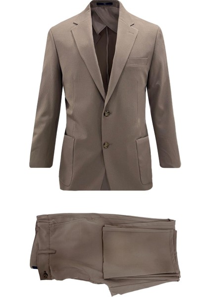 Koyu Bej Comfort Fit 6 Drop Takım Elbise