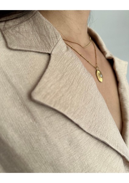 Bej Vatkalı Beli Lastikli Göğüs Dekolteli Şık Ceket Bluz indirimleri