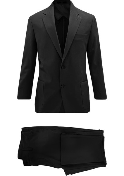 Siyah Comfort Fit 6 Drop Takım Elbise