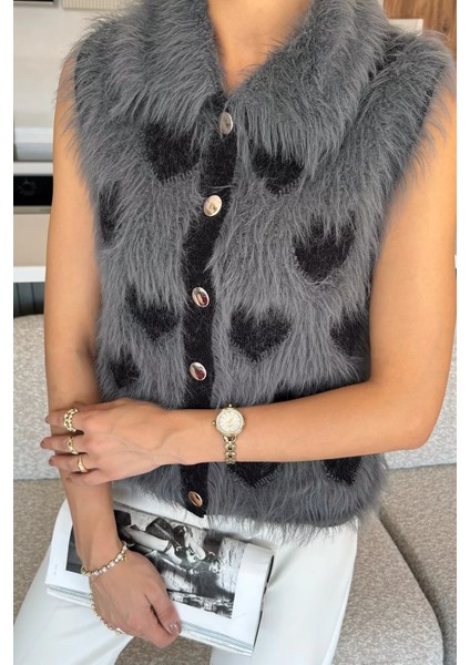 Sakallı Kalpli Kadın Triko Yelek (S-M-L Uyumludur) P-00018369 modelleri