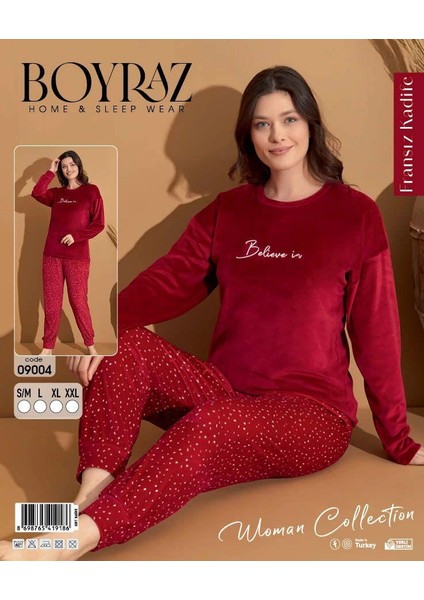 Boyraz 09004 Fransız Kadife Kumaş Uzun Kol Pijama Takımı
