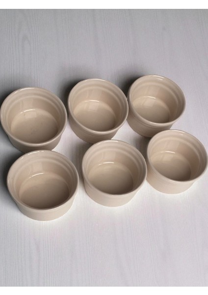 6 Adet Seramik Sufle Kabı Beyaz Çapı 9 CM modelleri