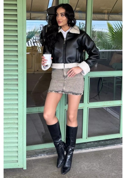 Içi Peluşlu Kadın Suni Deri Mont P-00018396 fiyatları