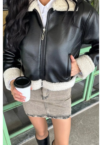 Içi Peluşlu Kadın Suni Deri Mont P-00018396 modelleri