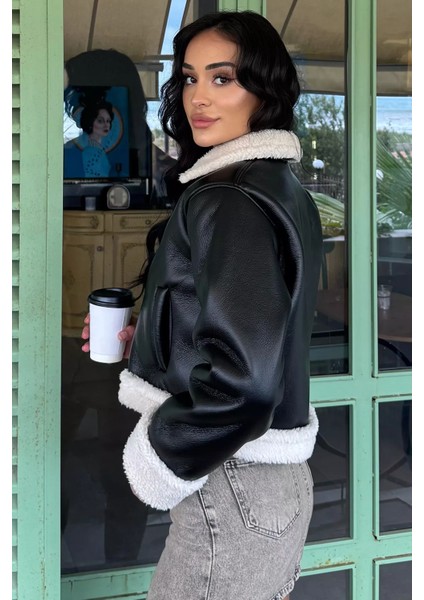 Içi Peluşlu Kadın Suni Deri Mont P-00018396 indirimleri