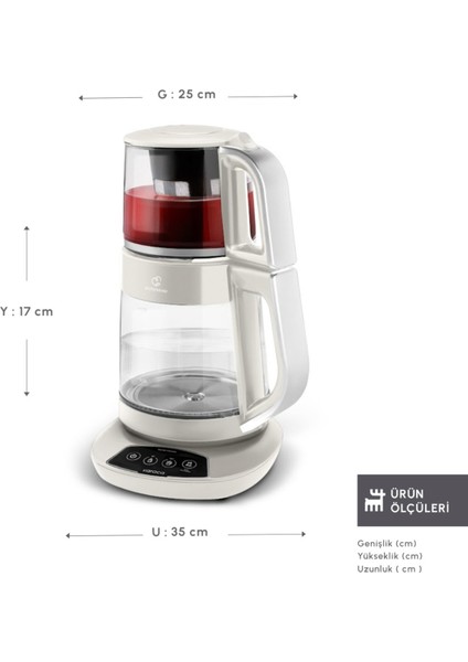 Çok Fonksiyonlu Cam Çay Makinesi, 1700W, Aile Boyu, Pembe Renkli fırsatları