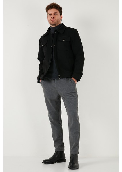 Slim Fit Ceket Yaka Astarlı Kaşe Kaban Erkek Kaban 58400347 fiyatları