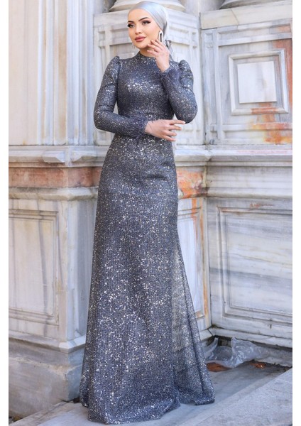 Sakura Tesettür Abiye Antrasit indirimleri