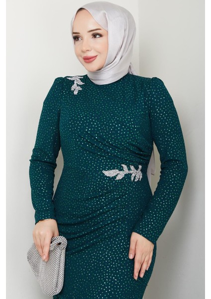 Masal Puantiyeli Tesettür Abiye Zümrüt fiyatları