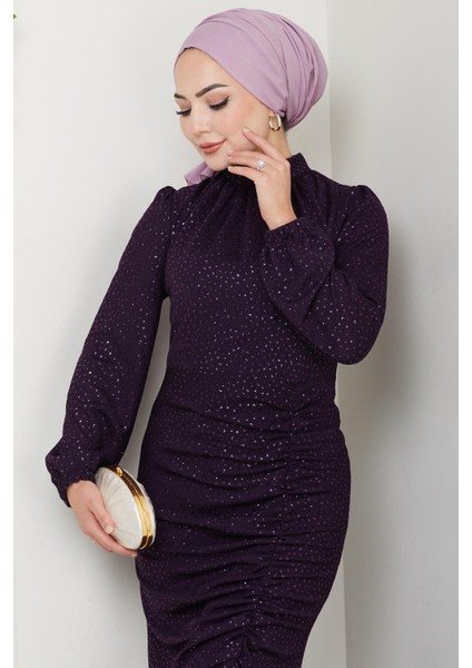 Rüya Puantiyeli Tesettür Abiye Mürdüm fiyatları