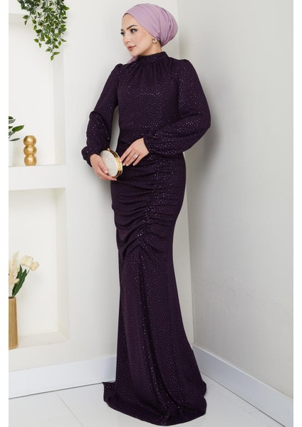 Rüya Puantiyeli Tesettür Abiye Mürdüm fırsatları