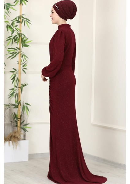 Rüya Tesettür Abiye Bordo modelleri