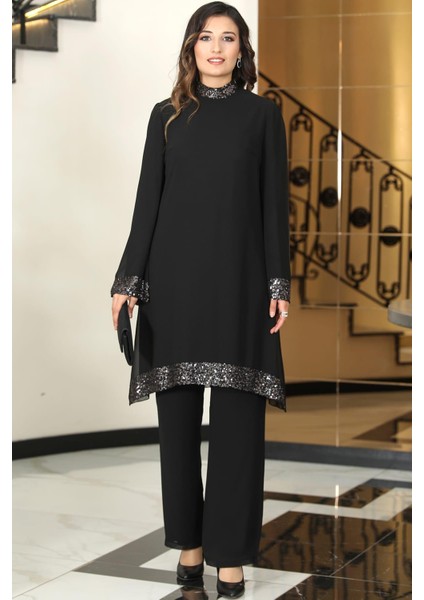 Umay Şifon Tesettür Takım Siyah