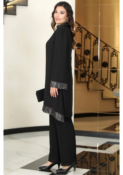 Umay Şifon Tesettür Takım Siyah modelleri
