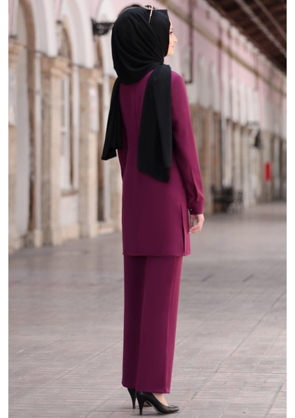 Derin Tesettür Takım Mürdüm modelleri