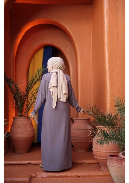 Fermuarlı Koyu Vizon Tesettür Ferace 26431KV fırsatları