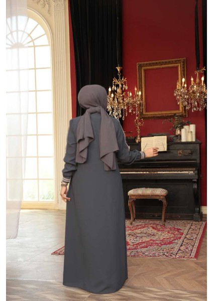 Fermuarlı Füme Tesettür Ferace 26381FU fırsatları